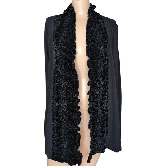 Velvet Ruffle Cardigan XL Whimsigoth Witchy Fairy Grunge Minimalist Vintage 90s - Picture 1 of 7